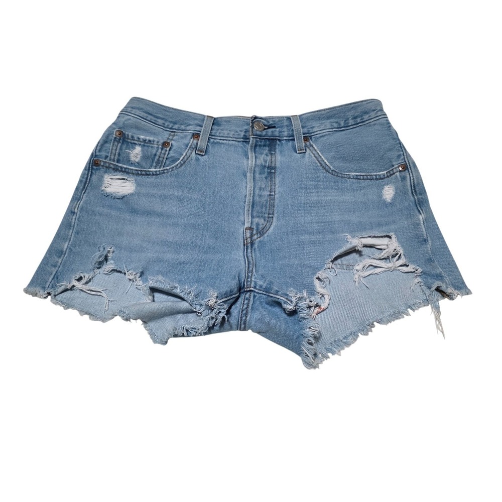 Levi's 501 Women's Jeans Cropped Denim Shorts Size W28"‎ L5.5 to 10" Light Blue